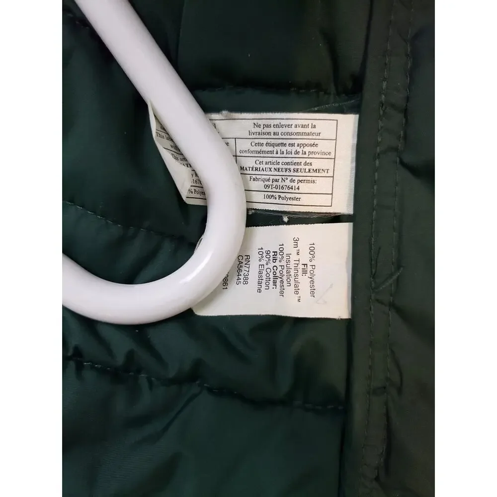J. Crew Authentic Outerwear Mens Vest Size L Quilted Puffer Green Zip Pockets